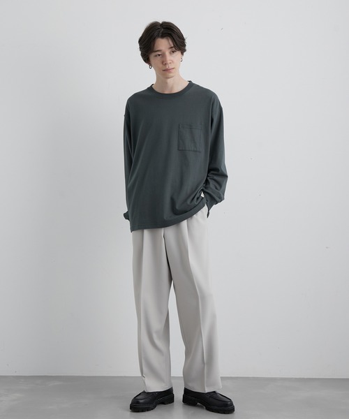 JUNRED（ジュンレッド）の「オーガニックコットンロングTシャツ（Tシャツ/カットソー・メンズ・チャコールグレー/ホワイト/グリーン/キャメル・M/L/LL）」の11枚目の写真