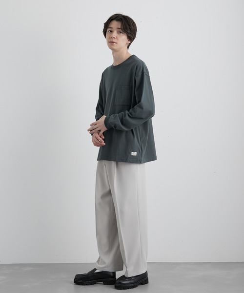 JUNRED（ジュンレッド）の「オーガニックコットンロングTシャツ（Tシャツ/カットソー・メンズ・チャコールグレー/ホワイト/グリーン/キャメル・M/L/LL）」の12枚目の写真