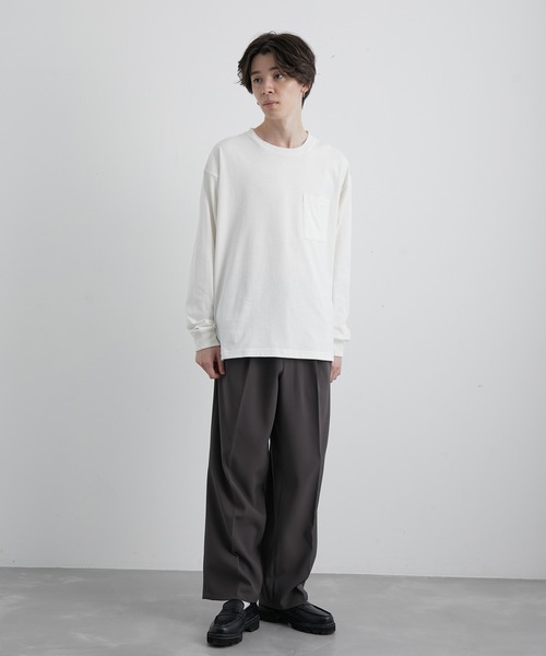 JUNRED（ジュンレッド）の「オーガニックコットンロングTシャツ（Tシャツ/カットソー・メンズ・チャコールグレー/ホワイト/グリーン/キャメル・M/L/LL）」の13枚目の写真