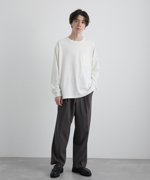 JUNRED（ジュンレッド）の「オーガニックコットンロングTシャツ（Tシャツ/カットソー・メンズ・チャコールグレー/ホワイト/グリーン/キャメル・M/L/LL）」の14枚目の写真