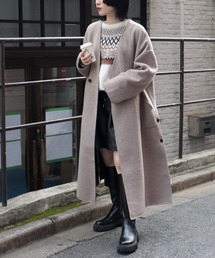 fredy emue | ノーカラーロングリバーコート(ノーカラーコート)