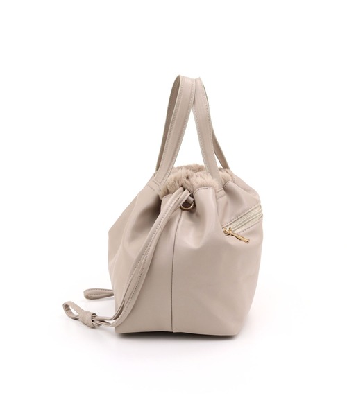 T・S・L（ティーエスエル）の「リバーシブル2way巾着バッグ（トートバッグ・レディース・ベージュ/ピンク/グレイッシュベージュ/チャコールグレー・FREE）」の20枚目の写真