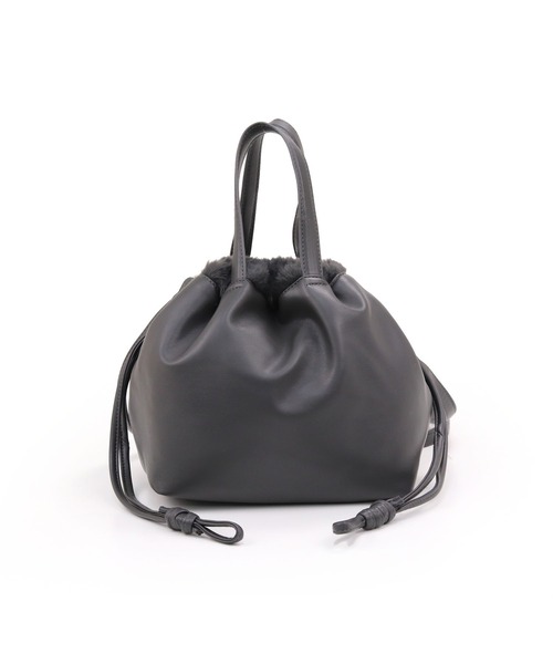 T・S・L（ティーエスエル）の「リバーシブル2way巾着バッグ（トートバッグ・レディース・ベージュ/ピンク/グレイッシュベージュ/チャコールグレー・FREE）」の8枚目の写真