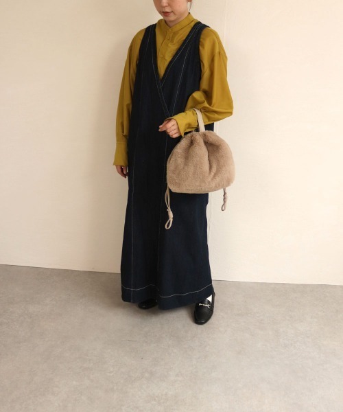 T・S・L（ティーエスエル）の「リバーシブル2way巾着バッグ（トートバッグ・レディース・ベージュ/ピンク/グレイッシュベージュ/チャコールグレー・FREE）」の18枚目の写真