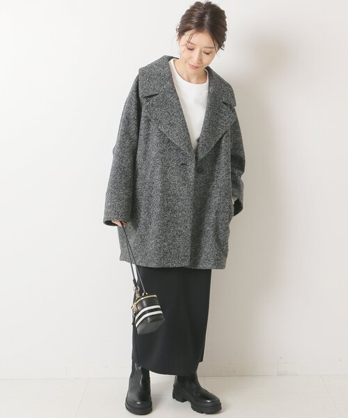 人気♪スピックアンドスパン〈22AW〉Wスライバーヘリンボーンミドルコート 36 Spick & Span（スピックアンドスパン）の「≪追加≫Wスライバー