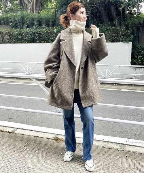 美品⁑スピックアンドスパン　Wスライバーヘリンボーンミドルコート　グレー　36 Spick & Span（スピックアンドスパン）の「≪追加≫Wスライバー