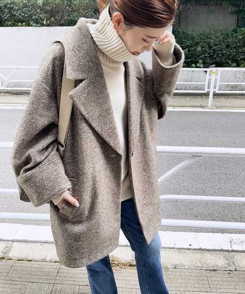 Spick＆Span スピックアンドスパン ヘリンボーン ミドルコート 36 Spick and Span Wスライバーヘリンボーンミドルコート サイズ36