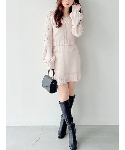 RESEXXY（リゼクシー）の「マイクロミニニットスカート【セットアップ着用可能】（スカート・レディース・ブラック/ブルー/アイボリー・FREE）」の12枚目の写真