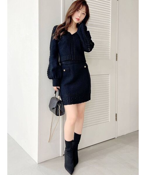 RESEXXY（リゼクシー）の「マイクロミニニットスカート【セットアップ着用可能】（スカート・レディース・ブラック/ブルー/アイボリー・FREE）」の16枚目の写真