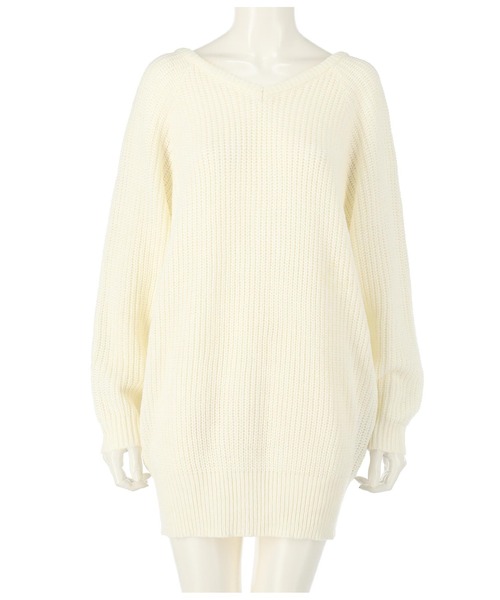 ANAP（アナップ）の「バックスピンドルニットチュニック（ニット/セーター・レディース・ホワイト/ブラック/ベージュ・FREE）」の9枚目の写真