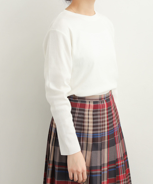 URBAN RESEARCH DOORS(アーバンリサーチドアーズ)の「『UR TECH』テレコクルーネックTシャツ(Tシャツ/カットソー・レディース・ブラック/オフホワイト/ライトグレー・MEDIUM)」の6枚目の写真