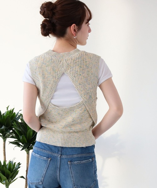 Ray BEAMS(レイビームス)の「Ray BEAMS / メランジ バック オープン ベスト(ベスト・レディース・オフホワイト/イエロー・ONE SIZE)」の6枚目の写真