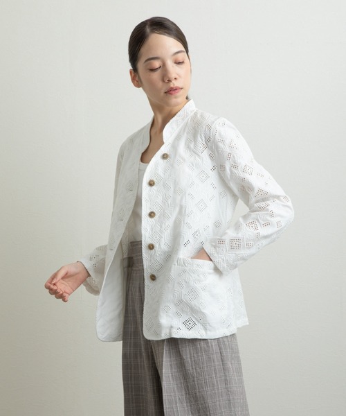 Liyoca(リヨカ)の「【Liyoca】レーヨンリネン刺繍ワークジャケット -手洗い可-(その他アウター・レディース・ブラック/カーキ/ホワイト・FREE)」の8枚目の写真