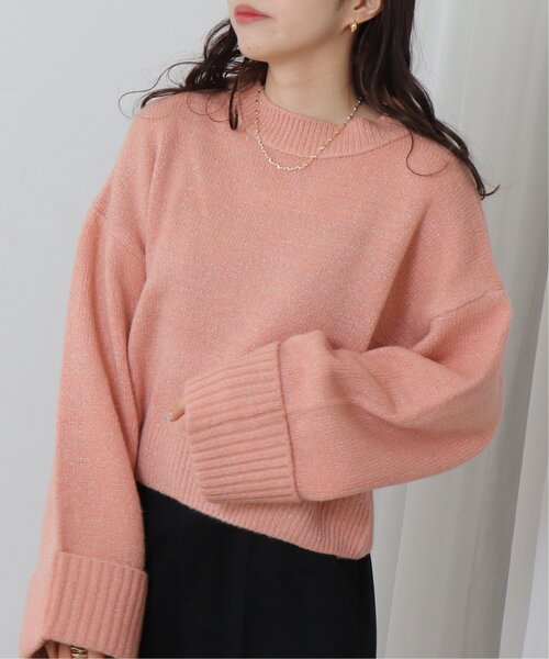 RAY CASSIN（レイカズン）の「ラメニットプチハイプルオーバー（ニット/セーター・レディース・グレー/ピンク/キナリ・FREE）」の4枚目の写真