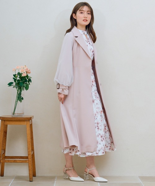 NOELA(ノエラ)の「オーガンジースリーブスプリングコート(トレンチコート・レディース・ベージュ/ピンク・S/M)」の13枚目の写真