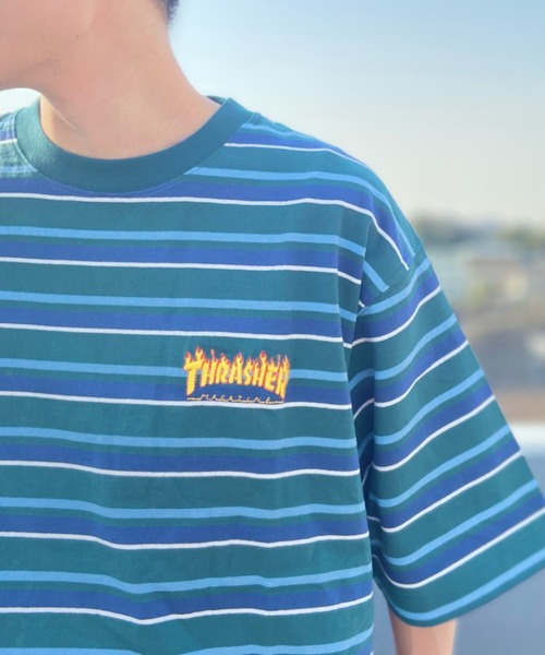 ビアズリー カットソー ボーダー コットン Tシャツ 刺繍ロゴ ビアズリー カットソー ボーダー コットン Tシャツ 刺繍ロゴ