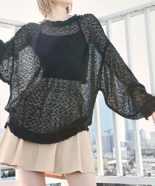 PBLIM（ページボーイリム）の「PAGEBOYLIM/ポコポコシアーニット（ニット/セーター・レディース・グリーン/オフホワイト/ブラック・FREE）」の12枚目の写真