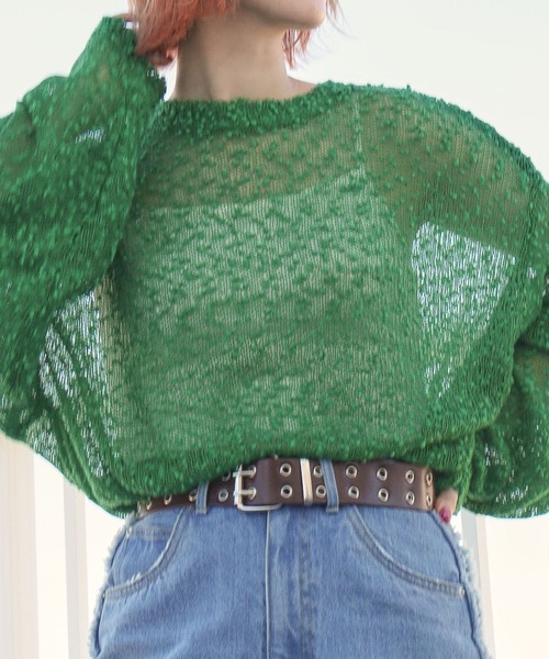PBLIM（ページボーイリム）の「PAGEBOYLIM/ポコポコシアーニット（ニット/セーター・レディース・グリーン/オフホワイト/ブラック・FREE）」の20枚目の写真