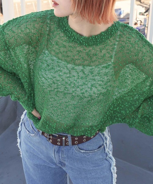 PBLIM（ページボーイリム）の「PAGEBOYLIM/ポコポコシアーニット（ニット/セーター・レディース・グリーン/オフホワイト/ブラック・FREE）」の21枚目の写真