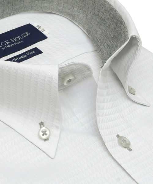 TOKYO SHIRTS（トウキョウシャツ）の「形態安定ノーアイロン ボタンダウン 長袖ビジネスワイシャツ（ビジネスシャツ・メンズ・ライトグレー・首回り41cm-裄丈82cm/首回り39cm-裄丈84cm/首回り42cm-裄丈82cm/首回り37cm-裄丈84cm/首回り37cm-裄丈80cm/首回り41cm-裄丈86cm/首回り42cm-裄丈86cm/首回り43cm-裄丈82cm/首回り39cm-裄丈80cm/首回り43cm-裄丈86cm）」の3枚目の写真