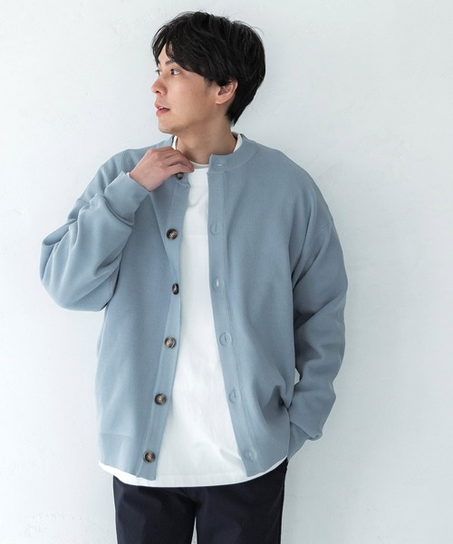 coca（coca）（コカ）の「メンズクルーネックドロップショルダーカーディガン（カーディガン/ボレロ・メンズ・ライトブルー/ライトグリーン/ブラック・M/L/XL）」の3枚目の写真