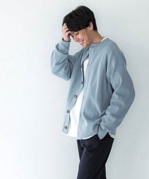 coca（coca）（コカ）の「メンズクルーネックドロップショルダーカーディガン（カーディガン/ボレロ・メンズ・ライトブルー/ライトグリーン/ブラック・M/L/XL）」の14枚目の写真