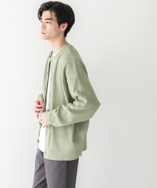 coca（coca）（コカ）の「メンズクルーネックドロップショルダーカーディガン（カーディガン/ボレロ・メンズ・ライトブルー/ライトグリーン/ブラック・M/L/XL）」の11枚目の写真