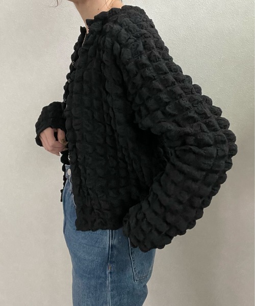 y/m by misato（イムバイミサト）の「ポコポコカーデ（カーディガン/ボレロ・レディース・ブラック/アイボリー・FREE）」の7枚目の写真