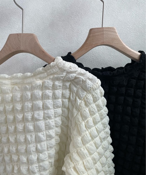 y/m by misato（イムバイミサト）の「ポコポコカーデ（カーディガン/ボレロ・レディース・ブラック/アイボリー・FREE）」の14枚目の写真