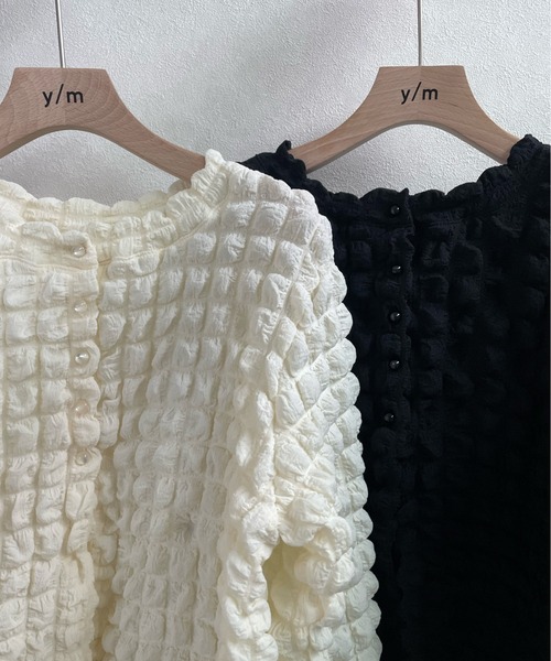 y/m by misato（イムバイミサト）の「ポコポコカーデ（カーディガン/ボレロ・レディース・ブラック/アイボリー・FREE）」の12枚目の写真
