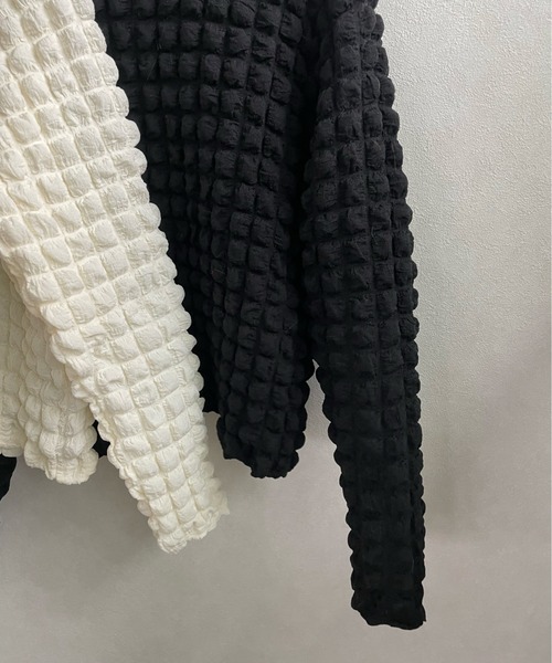 y/m by misato（イムバイミサト）の「ポコポコカーデ（カーディガン/ボレロ・レディース・ブラック/アイボリー・FREE）」の10枚目の写真