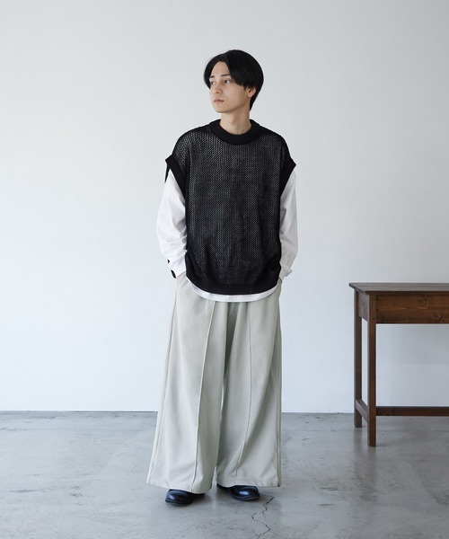 NILWAY(ニルウェイ)の「透かし編みシアーコットンニットベスト(ベスト・メンズ・ライトグレー/ライトブルー/ブラック/ライトグリーン・MEDIUM/LARGE)」の14枚目の写真