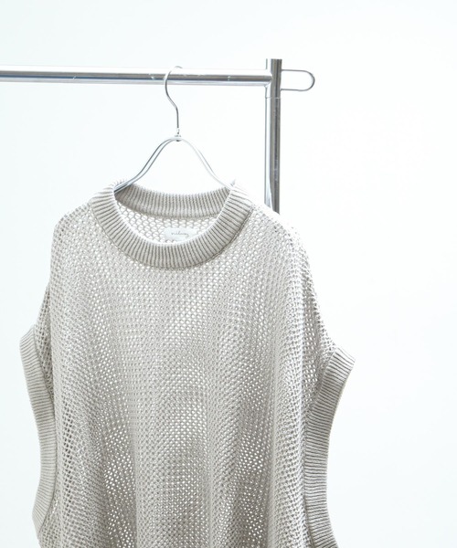 NILWAY(ニルウェイ)の「透かし編みシアーコットンニットベスト(ベスト・メンズ・ライトグレー/ライトブルー/ブラック/ライトグリーン・MEDIUM/LARGE)」の8枚目の写真