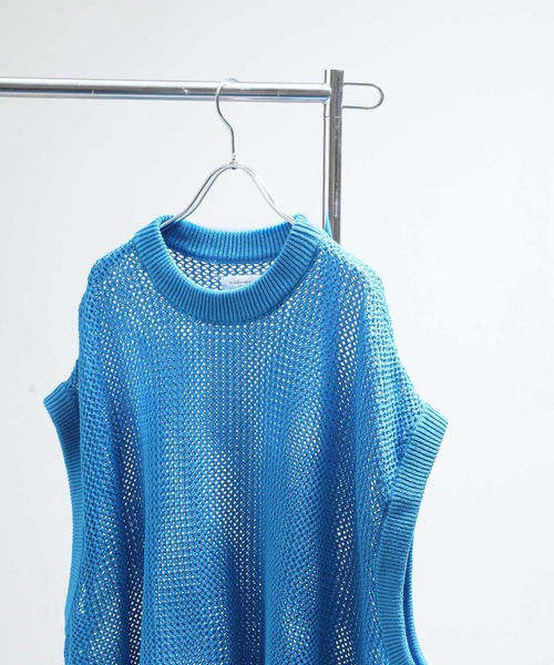 NILWAY(ニルウェイ)の「透かし編みシアーコットンニットベスト(ベスト・メンズ・ライトグレー/ライトブルー/ブラック/ライトグリーン・MEDIUM/LARGE)」の6枚目の写真