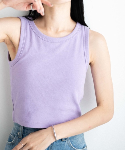 WEGO（ウィゴー）の「WEGO/カップインリブタンクトップ（タンクトップ・レディース・ブラック/ホワイト/ライム/オレンジ/ブルー/ブラック系その他/杢グレー/グリーン/グリーン系その他/レッド/ライトパープル・FREE）」の9枚目の写真