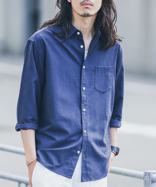 URBAN RESEARCH Sonny Label(アーバンリサーチサニーレーベル)の「リネン混7分袖シャツ(シャツ/ブラウス・メンズ・グレー系その他/ブルー系その他/グリーン/ホワイト/ネイビー/イエロー系その他・SMALL/LARGE/MEDIUM)」の5枚目の写真