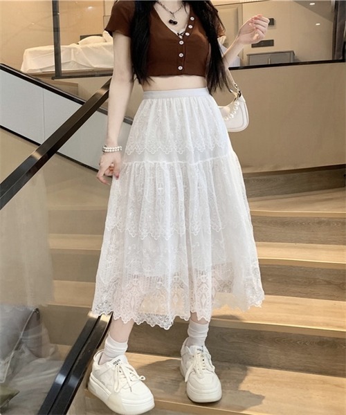 Dream garden(ドリームガーデン)の「刺繍レースフレアスカート(スカート・レディース・ブラック/ホワイト・S/M/L)」の11枚目の写真