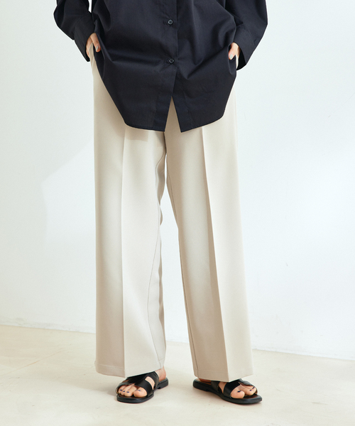 Jayro(ジャイロ)の「ストレッチジョーゼットワイドパンツ(その他パンツ・レディース・ホワイト系その他/ベージュ/ブラック・M)」の2枚目の写真