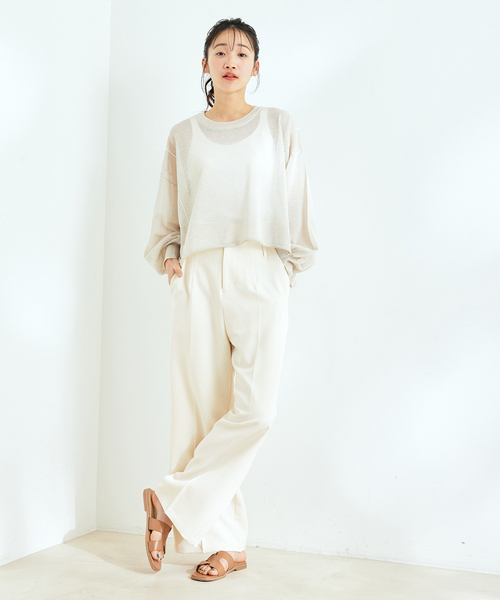 Jayro(ジャイロ)の「ストレッチジョーゼットワイドパンツ(その他パンツ・レディース・ホワイト系その他/ベージュ/ブラック・M)」の5枚目の写真