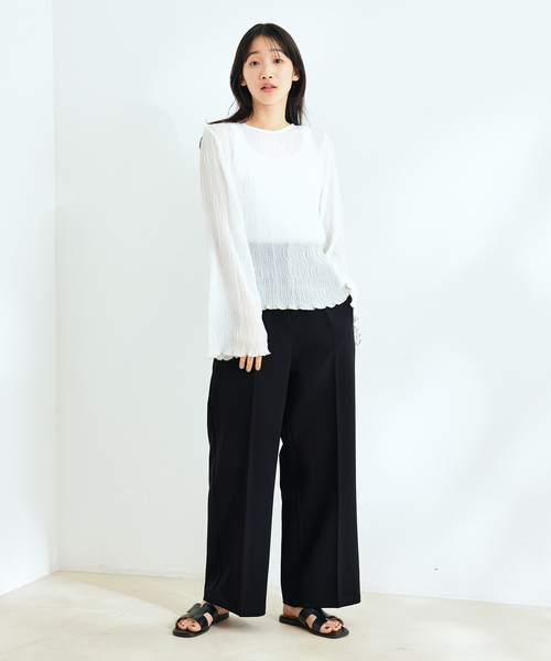 Jayro(ジャイロ)の「ストレッチジョーゼットワイドパンツ(その他パンツ・レディース・ホワイト系その他/ベージュ/ブラック・M)」の11枚目の写真