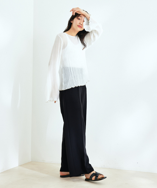 Jayro(ジャイロ)の「ストレッチジョーゼットワイドパンツ(その他パンツ・レディース・ホワイト系その他/ベージュ/ブラック・M)」の12枚目の写真