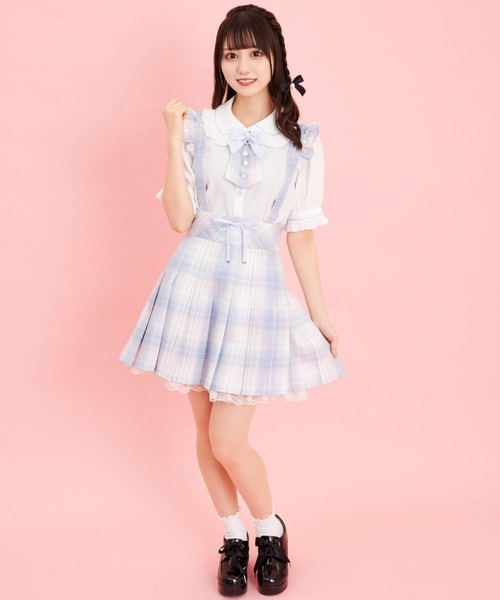 Secret Honey(シークレットハニー)の「レースアッププリーツスカート(スカート・レディース・ブルー/ブラック・MEDIUM)」の7枚目の写真