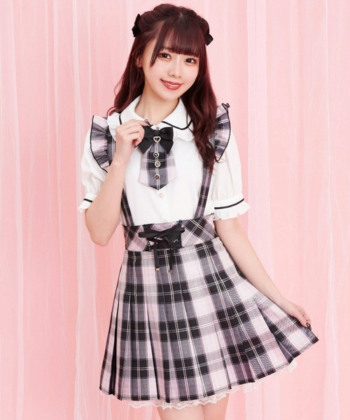Secret Honey(シークレットハニー)の「レースアッププリーツスカート(スカート・レディース・ブルー/ブラック・MEDIUM)」の5枚目の写真