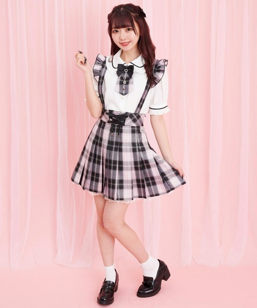Secret Honey(シークレットハニー)の「レースアッププリーツスカート(スカート・レディース・ブルー/ブラック・MEDIUM)」の4枚目の写真