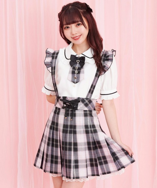 Secret Honey(シークレットハニー)の「レースアッププリーツスカート(スカート・レディース・ブルー/ブラック・MEDIUM)」の3枚目の写真