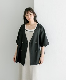 PUAL CE CIN | 【Du noir】ハーフスリーブジャケット(ノーカラージャケット)