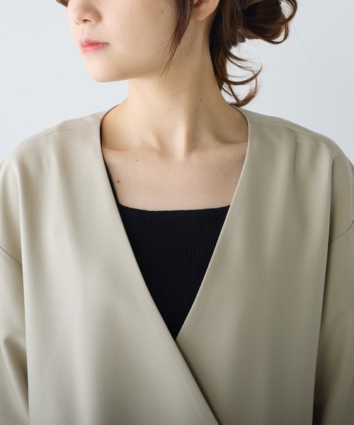 PUAL CE CIN（ピュアルセシン）の「【Du noir】ハーフスリーブジャケット（ノーカラージャケット・レディース・ブラック/ベージュ・FREE）」の17枚目の写真