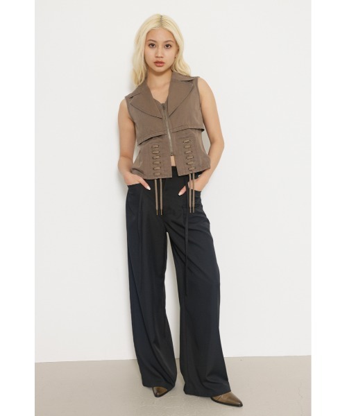 LAGUA GEM | ZIP POCKET FAUX LEATHER ベスト (タンクトップ