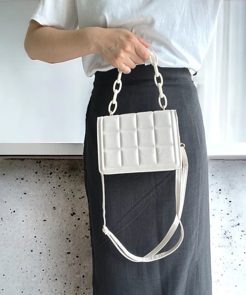 United store(ユナイテッドストア)の「マルチwayブロックキルトショルダーバッグ(ショルダーバッグ・レディース・ホワイト/ライトブルー/ブラック・FREE)」の11枚目の写真