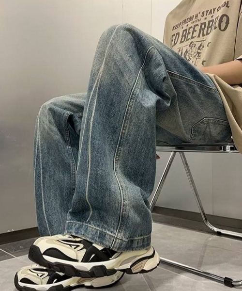 MGV(エムジーヴィー)の「センターラインワイドデニム(デニムパンツ・メンズ・ブラック/ブルー・MEDIUM/LARGE/X-LARGE)」の7枚目の写真